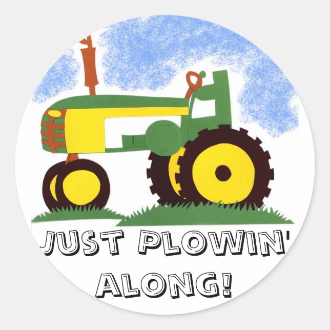 Tractor under Blue Sky Classic Round Sticker (Front)