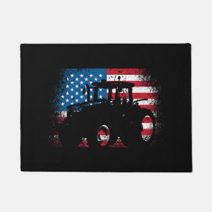 Tractor USA Flag design for Patriotic Farmer Doormat