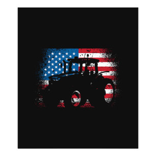Tractor USA Flag Design for Patriotic Farmer Photo Print