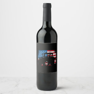 Tractor USA Flag design for Patriotic Farmer Wine Label