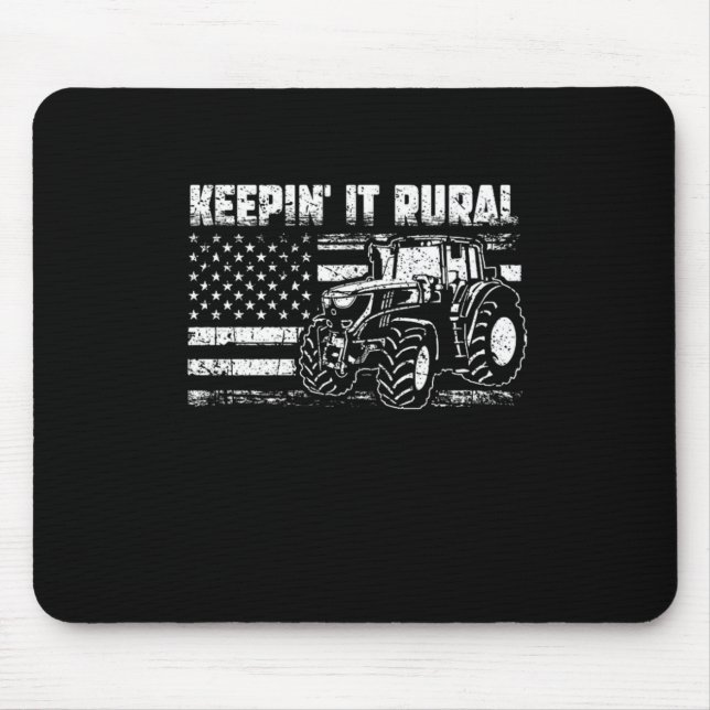 Tractor USA Flag Patriotic Farmer Farming Mouse Pad (Front)