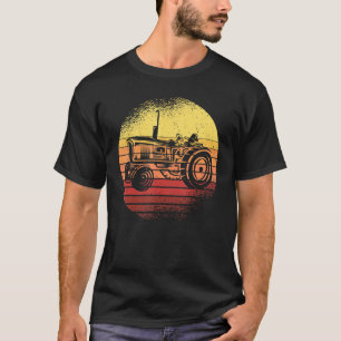 Tractor Vintage Sunset Farmers Agriculture Cow Ran T-Shirt