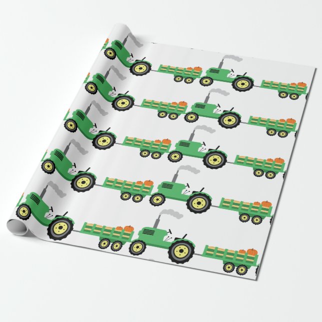 Tractor & Wagon Wrapping Paper (Unrolled)