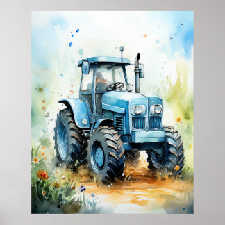 TRACTOR-Watercolor image Poster