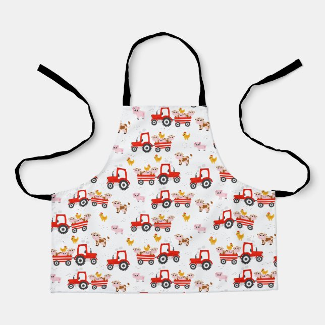 Tractor With Farm Animals Apron (Front)