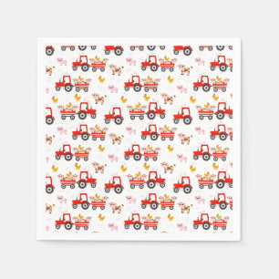 Tractor With Farm Animals Napkin