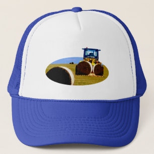 Tractor With Hay Bales Oil Paint,  Trucker Hat