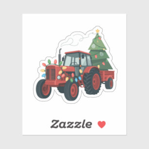 Tractor with Trailer Santa Farm Farmer Christmas