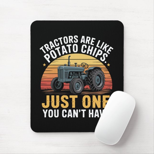 Tractors Are Like Potato Chips Mouse Pad (With Mouse)
