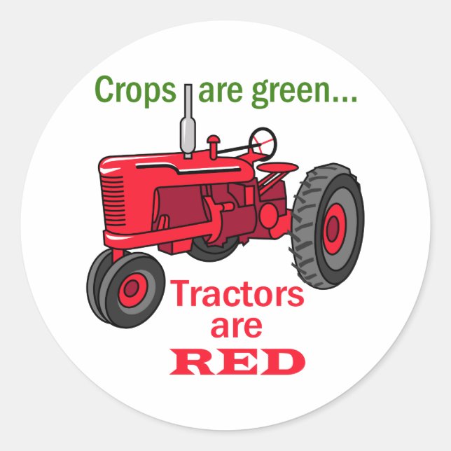 Tractors Are Red Classic Round Sticker (Front)