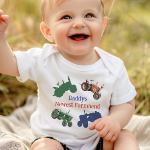 Tractors Daddy's Boy New Farmhand  Baby Bodysuit