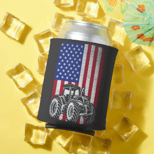 Tractors Farmer American Flag Patriotic Farming  Can Cooler