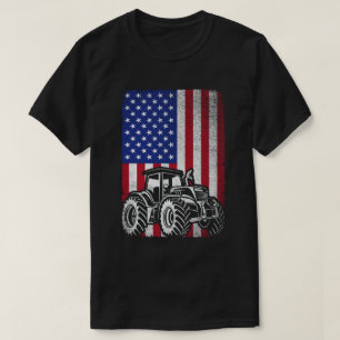 Tractors Farmer American Flag Patriotic Farming  T-Shirt