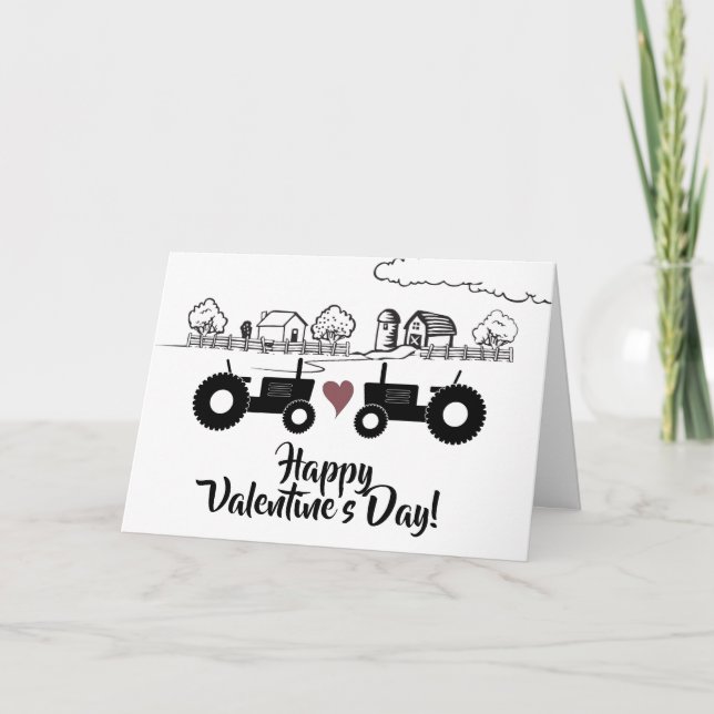 Tractors in LOVE Country Farm Valentine's Day Holiday Card (Front)