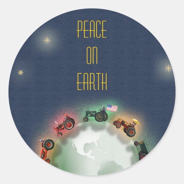 Tractors on Earth Christmas Card Envelope Seal (Front)