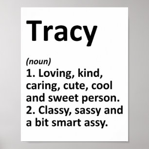 Tracy Definition Personalised Name Funny Birthday Poster