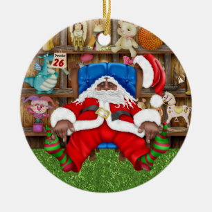 Tracy's Tired Santa Ceramic Tree Decoration
