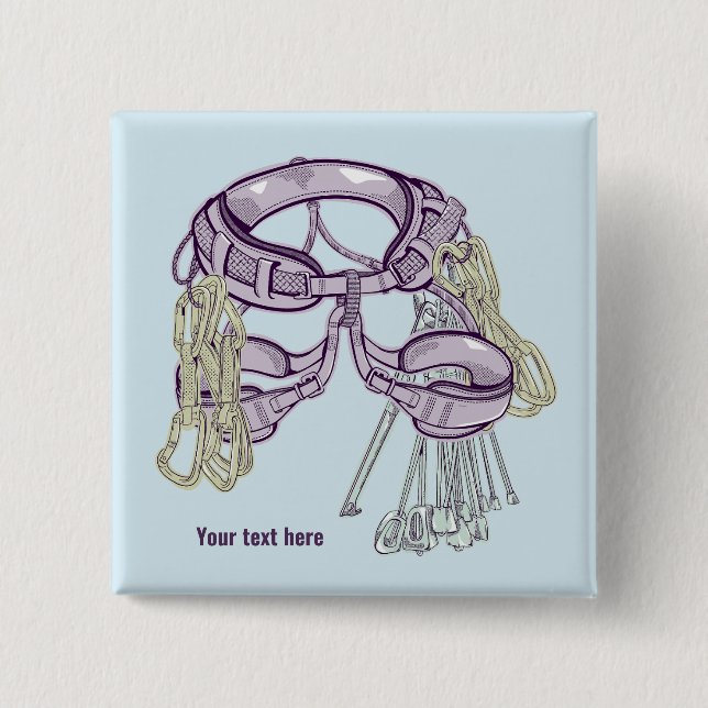 Trad climbing harness and equipment 15 cm square badge (Front)