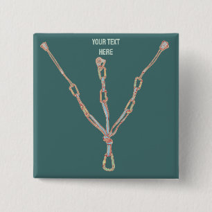 Trad rock climbing belay 15 cm square badge