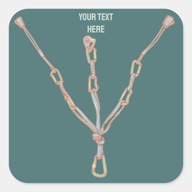 Trad rock climbing belay square sticker (Front)