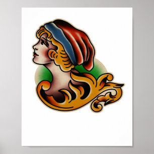 Trad Tattoo 004 Sticker Poster