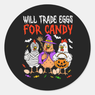 Trade Eggs For Candy Spooky Chicken Halloween Farm Classic Round Sticker