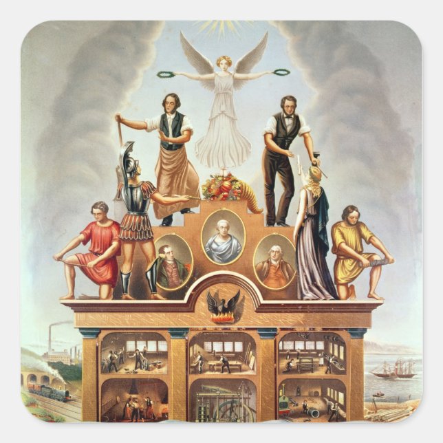 Trade Emblem of the Amalgamated Society Square Sticker (Front)