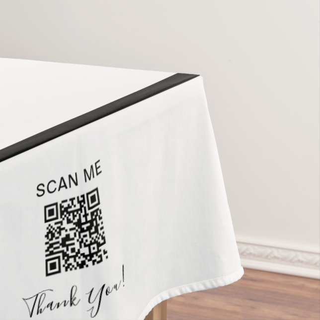 Trade Show White Black 60 x 104 QR Code Tablecloth (In Situ)