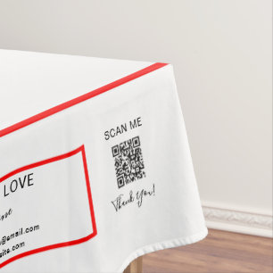 Trade Show White Red 52 x 70 QR Code Tablecloth