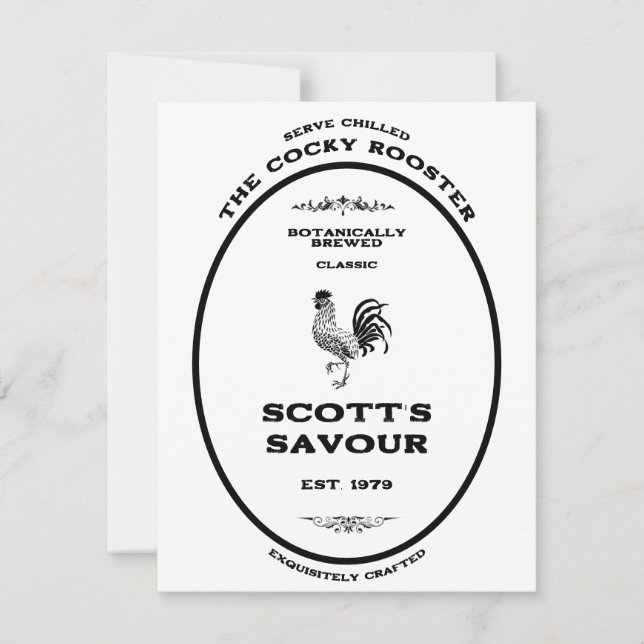 Trademark, the cocky rooster, customisable card (Front)