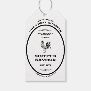 Trademark, the cocky rooster, customisable gift tags