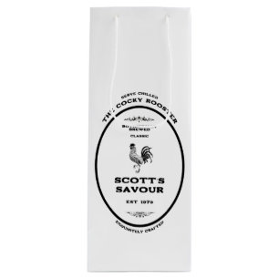 Trademark, the cocky rooster, customisable wine gift bag