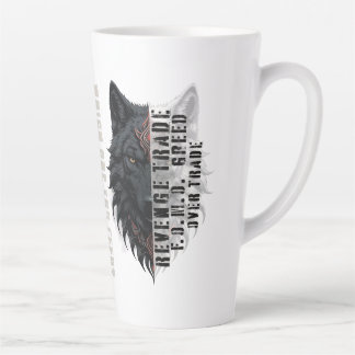 Trader life | Front white wolf | Back black wolf Latte Mug