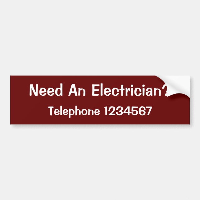 TRADES. ELECTRICIAN. BUMPER STICKER (Front)