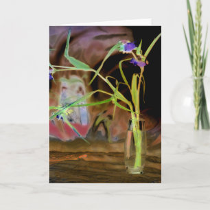 "Tradescantia" Digitally Altered Flower in a Vase Card