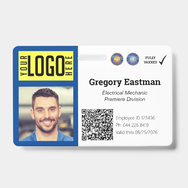Tradesman Photo ID QR Code  Blue Badge (Front)