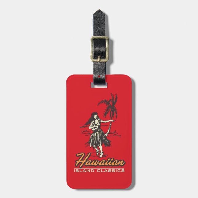 Tradewinds Hawaiian Island Hula Girl Bright Luggage Tag (Front Vertical)