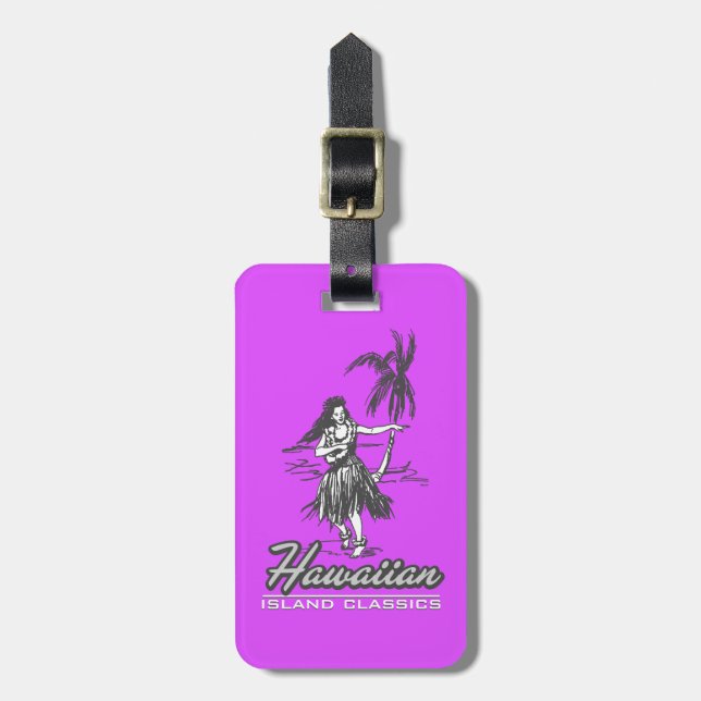 Tradewinds Hawaiian Island Hula Girl Bright Luggage Tag (Front Vertical)