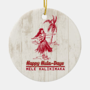 Tradewinds Holiday Hawaiian Hula Girl Ceramic Ornament