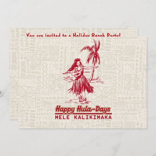 Tradewinds Holiday Hawaiian Hula Girl Invitation (Front/Back)