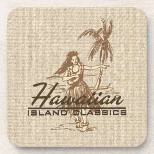 Tradewinds Hula Girl Hawaiian Cork-backed Coasters