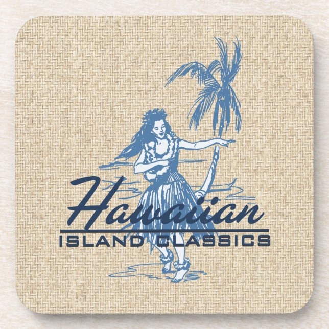 Tradewinds Hula Girl Hawaiian Cork-backed Coasters (Front)