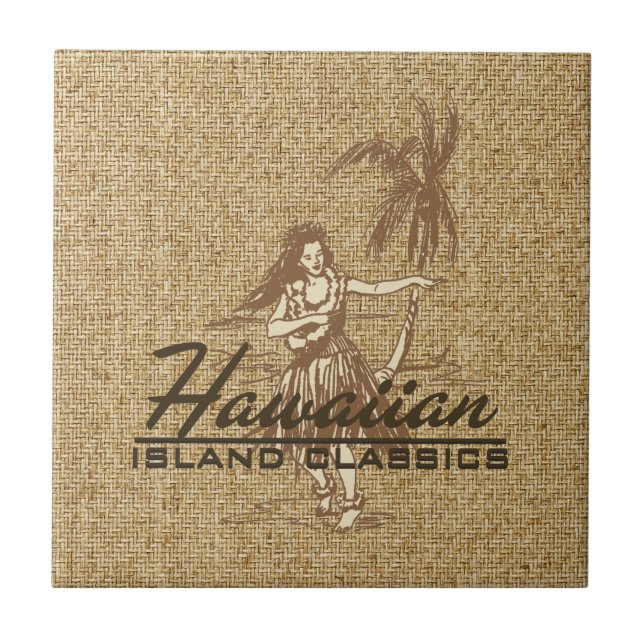 Tradewinds Hula Girl Hawaiian Tile Trivet (Front)