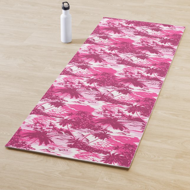 Tradewinds Hula Girl Reverses to Hawaiian Hibiscus Yoga Mat (In Situ)