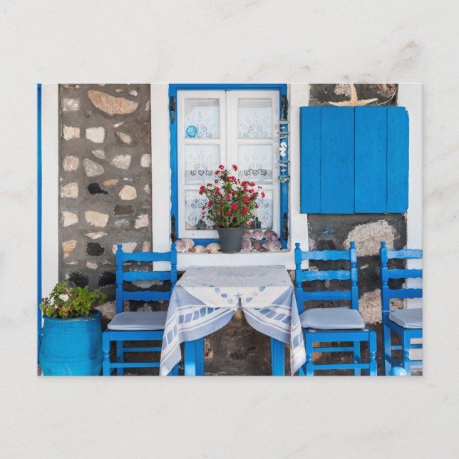 Tradiational Restaurant Oia Santorini Greece Postcard (Front)