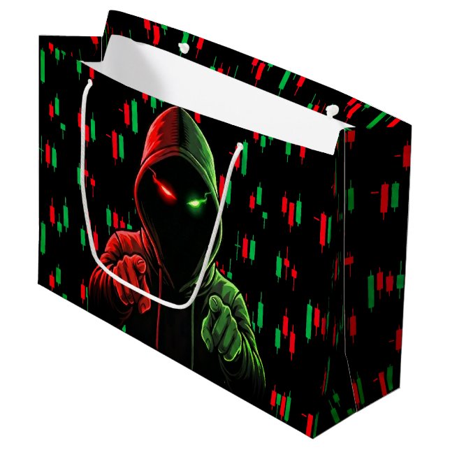 Trading Chart Pattern Streetwear Red Green Candle Large Gift Bag (Front Angled)