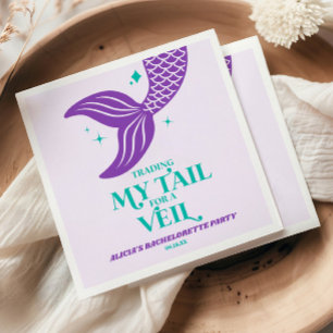 Trading Tail For Veil Mermaid Bachelorette Party Napkin