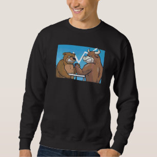 Trading Trader Bull Vs Bear Arm Wrestling Stock Ma Sweatshirt