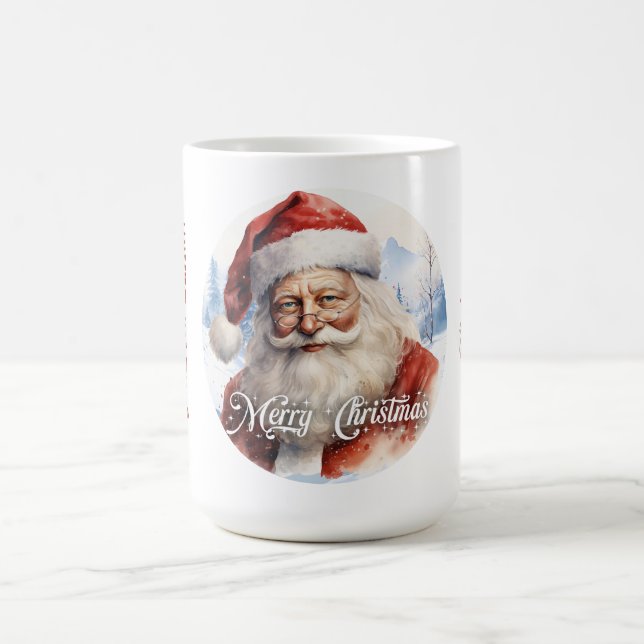 Tradition Classic Santa Claus Illustration Script  Coffee Mug (Center)