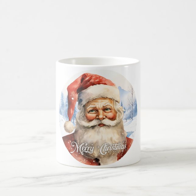 Tradition Classic Santa Claus Illustration Script  Coffee Mug (Center)